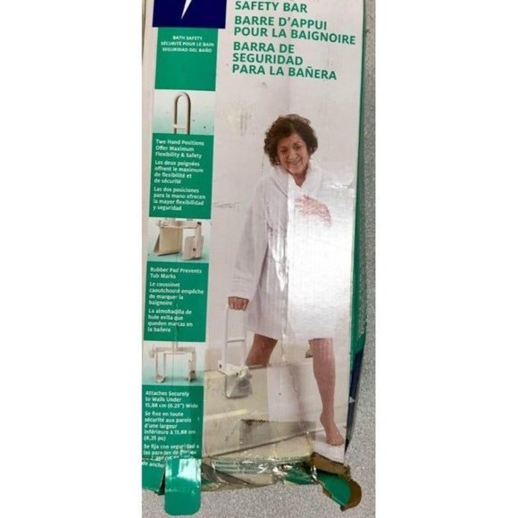 Medline Bath Bathtub Safety Grab Bar Handle Clamps On To Side Of